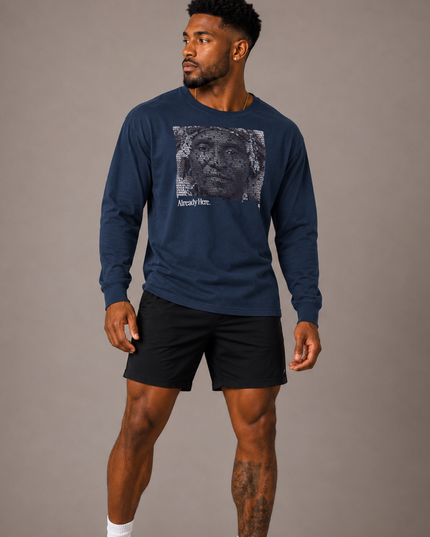 Already Here 2026 Navy Premium Long Sleeve Tee