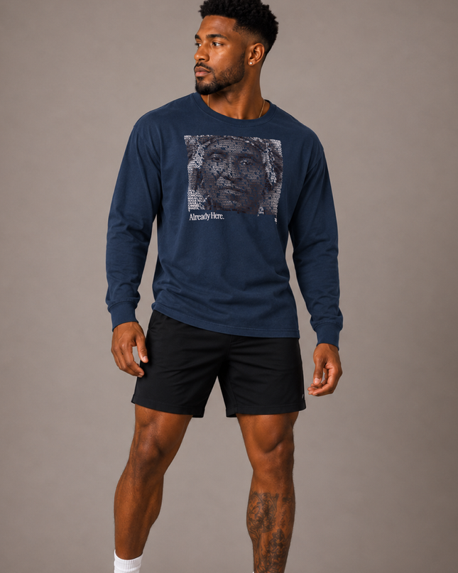 Already Here 2026 Navy Premium Long Sleeve Tee