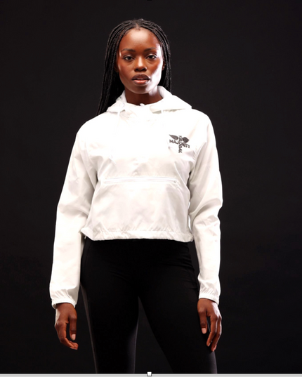 Summer Collection Women’s Cropped White Windbreaker Jacket