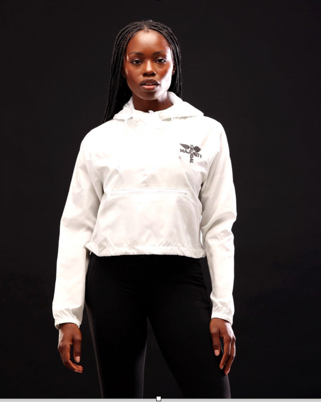 Summer Collection Women’s Cropped White Windbreaker Jacket