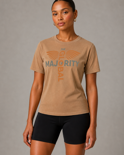 The Vibration Collection Washed 100% Cotton Tee in Brown
