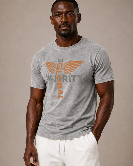 The Vibration Collection Washed 100% Cotton Tee in Cement