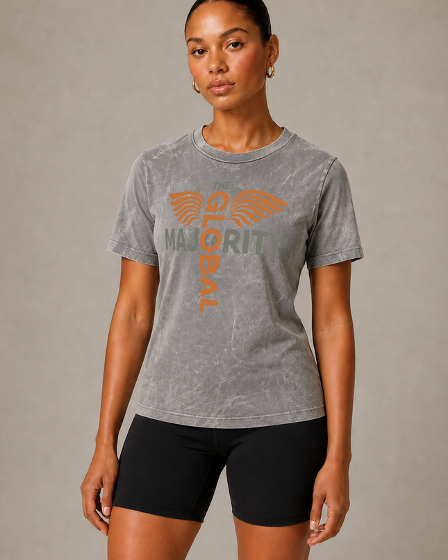 The Vibration Collection Washed 100% Cotton Tee in Cement