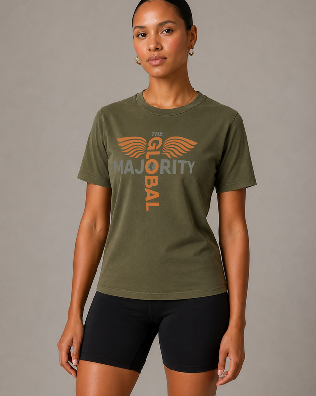 The Vibration Collection Washed 100% Cotton Tee in Olive