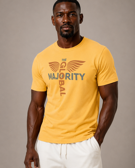 The Vibration Collection Washed 100% Cotton Tee in Mustard