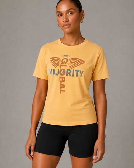 The Vibration Collection Washed 100% Cotton Tee in Mustard
