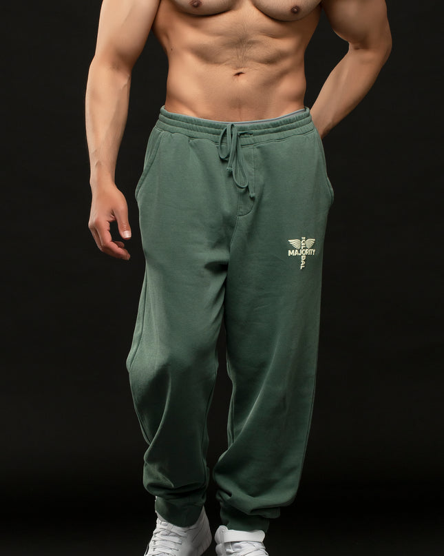 STAY READY x TGM LOGO PIGMENT WASH JOGGERS GREEN