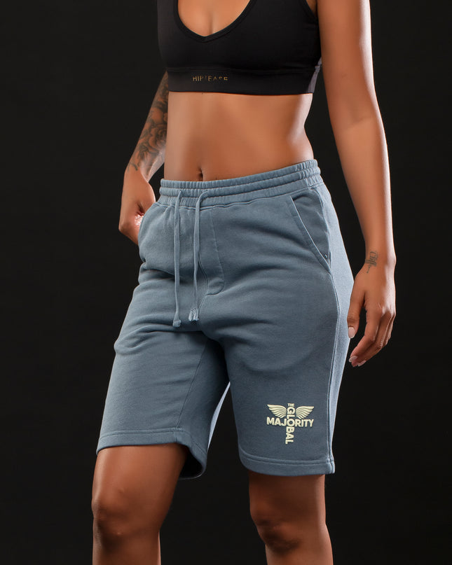 STAY READY x TGM LOGO PIGMENT WASH SHORTS BLUE