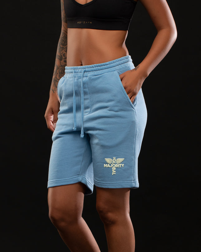 STAY READY x TGM LOGO PIGMENT WASH SHORTS SKY BLUE
