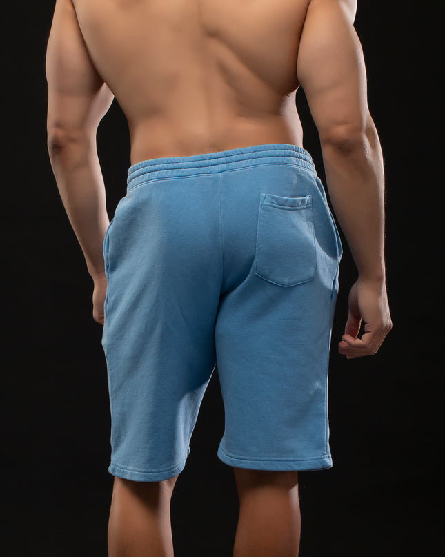 STAY READY x TGM LOGO PIGMENT WASH SHORTS SKY BLUE