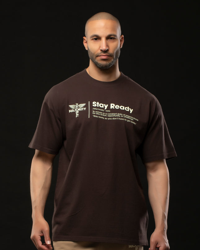 STAY READY PIGMENT WASH T-SHIRT  BROWN