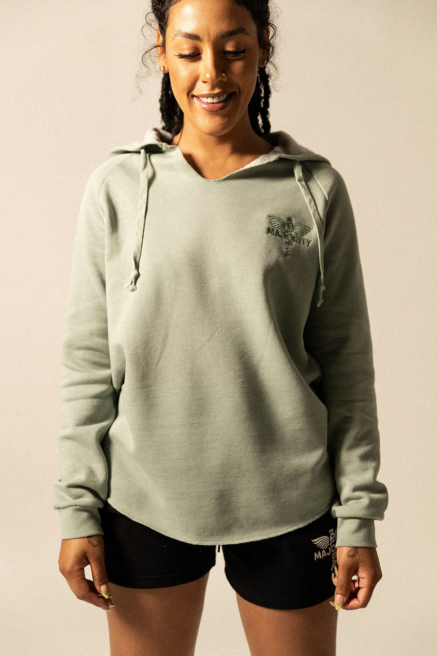 Women’s Pigment Wash Logo-Embroidered Hoodie
