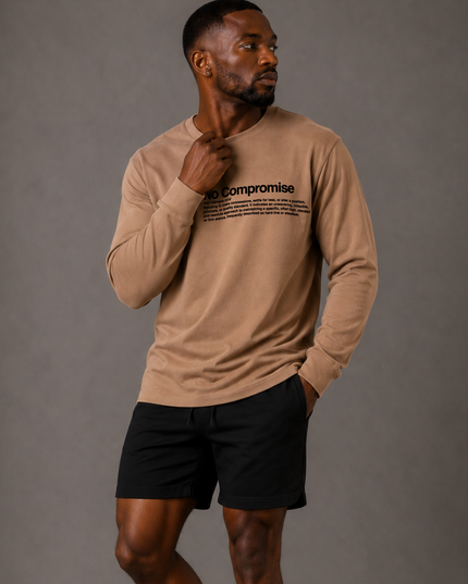 No Compromise Unisex 100% Cotton Long Sleeve Tee - Brown