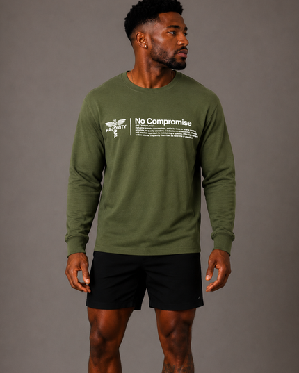 No Compromise Unisex 100% Cotton Long Sleeve Tee - Olive