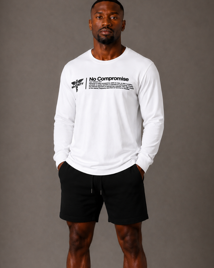 No Compromise Unisex 100% Cotton Long Sleeve Tee - White