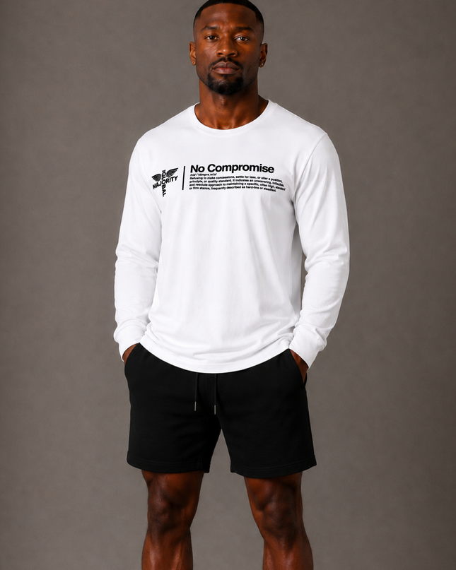 No Compromise Unisex 100% Cotton Long Sleeve Tee - White