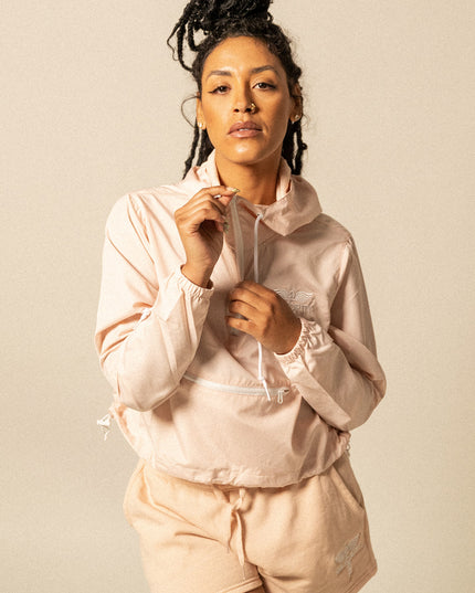 Summer Collection Women’s Logo Cropped Pink Windbreaker Jacket
