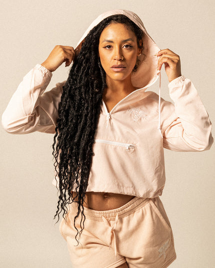 Summer Collection Women’s Logo Cropped Pink Windbreaker Jacket