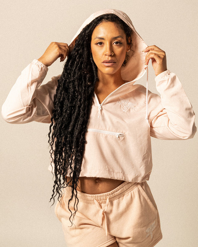 Summer Collection Women’s Logo Cropped Pink Windbreaker Jacket