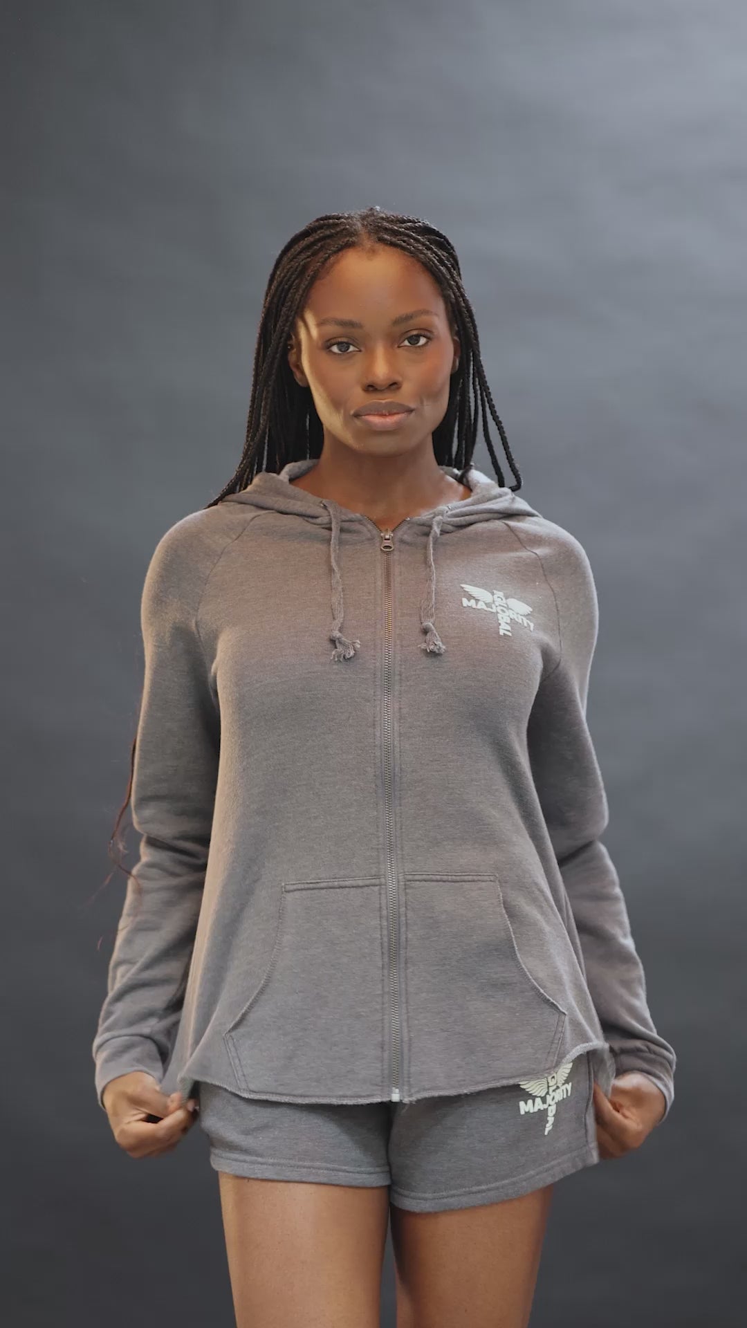 Summer Collection Women's Logo Wash Grey Zip Hoodie – The Global