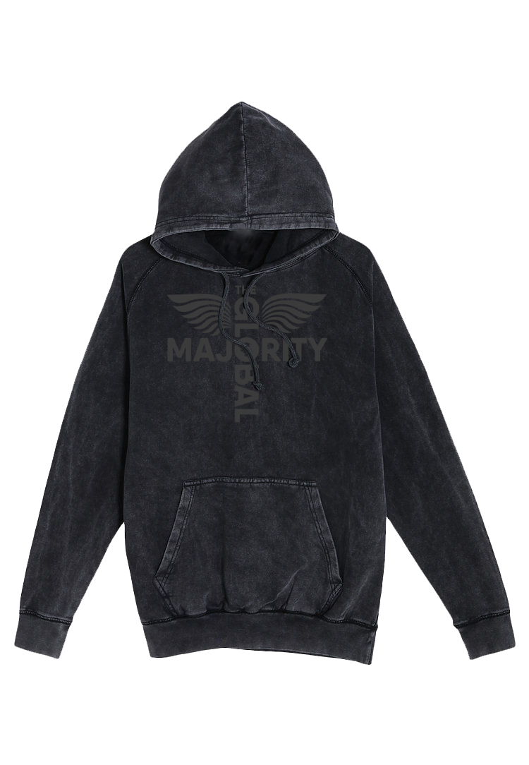 Black-on-Black Logo Mineral Wash Hoodie