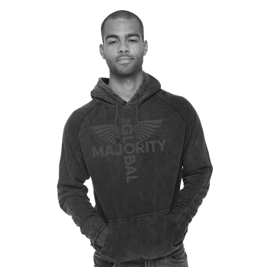 Black-on-Black Logo Mineral Wash Hoodie